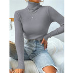 Elegant Women's Turtleneck Sweater with Fine Ribbed Texture