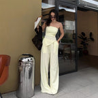 Women's Elegant Strapless Jumpsuit with Asymmetric Design
