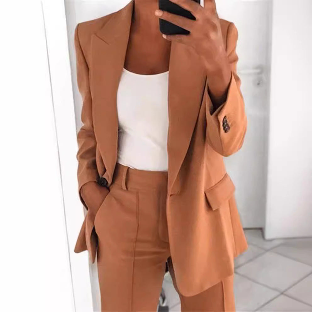 Women's Business Blazer Set with Oversized Silhouette