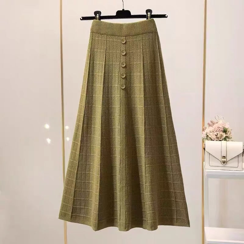 Women's Textured Maxi Skirt with Button Details