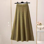 Women's Textured Maxi Skirt with Button Details