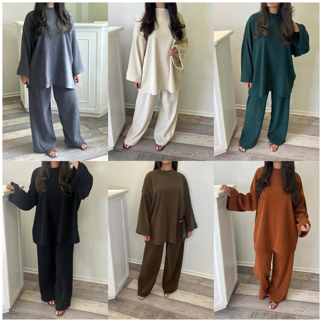 Women's Comfortable and Stylish Ribbed Knit Lounge Set