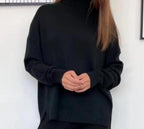 Casual Knit Set with High Collar and Wide Leg