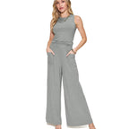 Women's Casual Wide-Leg Jumpsuit with Pockets