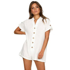 Women's Jumpsuit with Button-Up Collar and Casual Fit