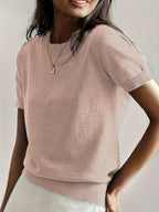 Women's Short-Sleeve Fine Knit Sweater