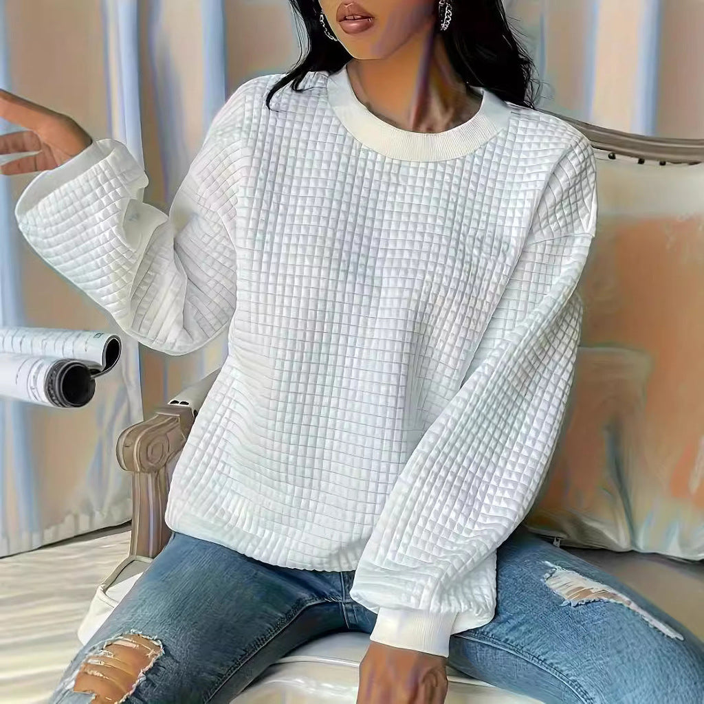 Women's Casual Oversized Sweater with Textured Design