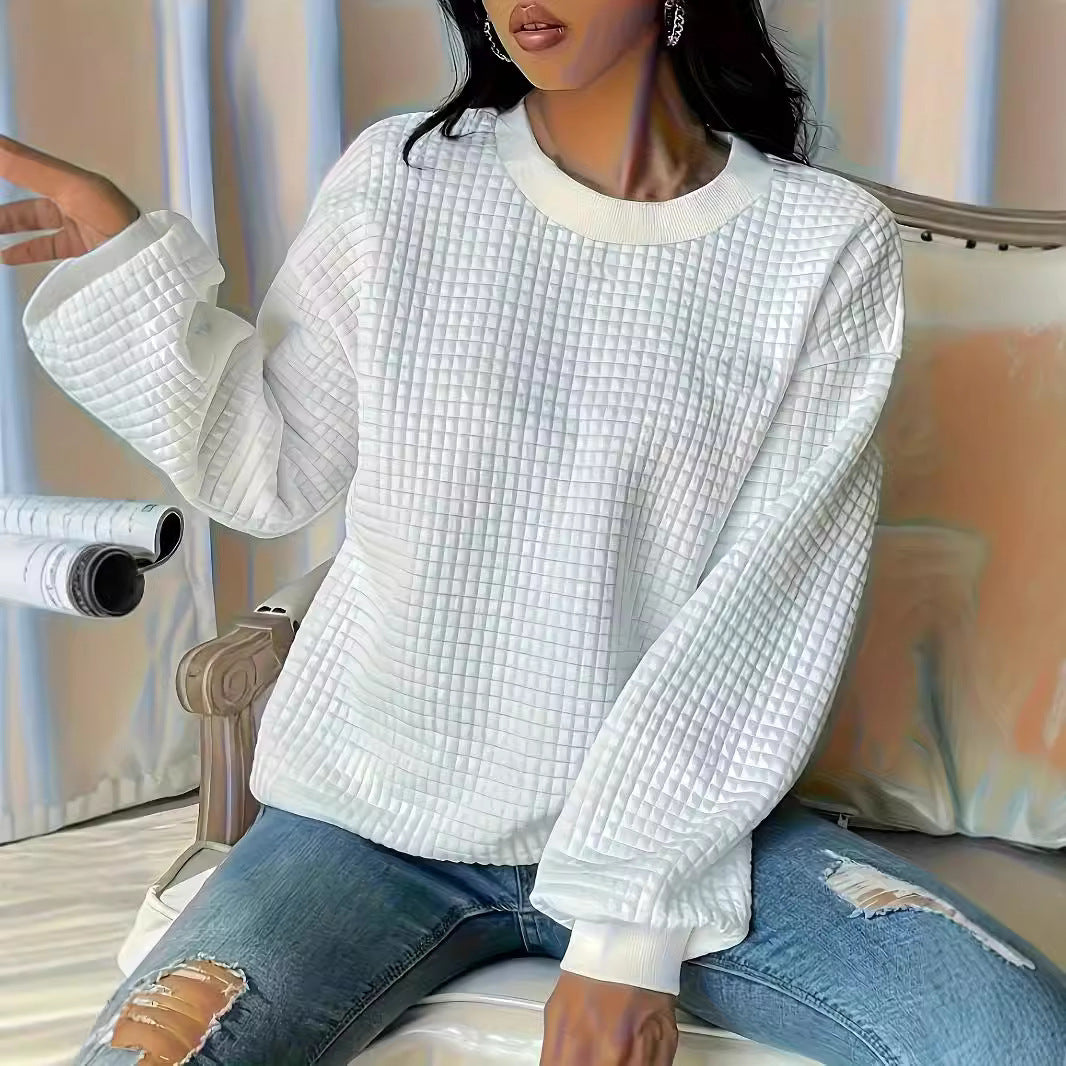 Women's Casual Oversized Sweater with Textured Design