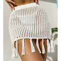 Women's Crochet Beach Skirt with Fringe Accents