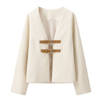 Women's Elegant Cropped Blazer with Chic Closure