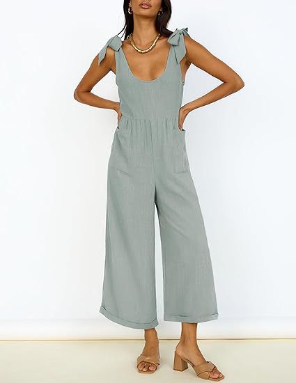 Women's Casual Jumpsuit with Adjustable Straps and Wide Leg