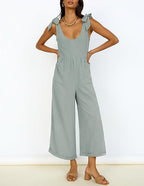 Women's Casual Jumpsuit with Adjustable Straps and Wide Leg