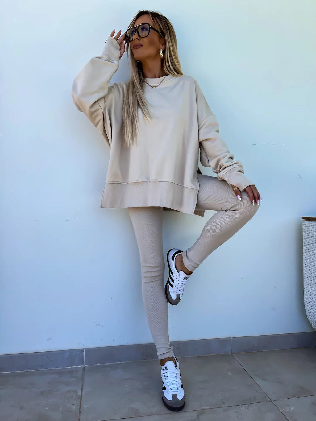 Women's Casual Oversized Sweater and Leggings Set