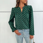 Women's Blouse with Fine Print and Button Details
