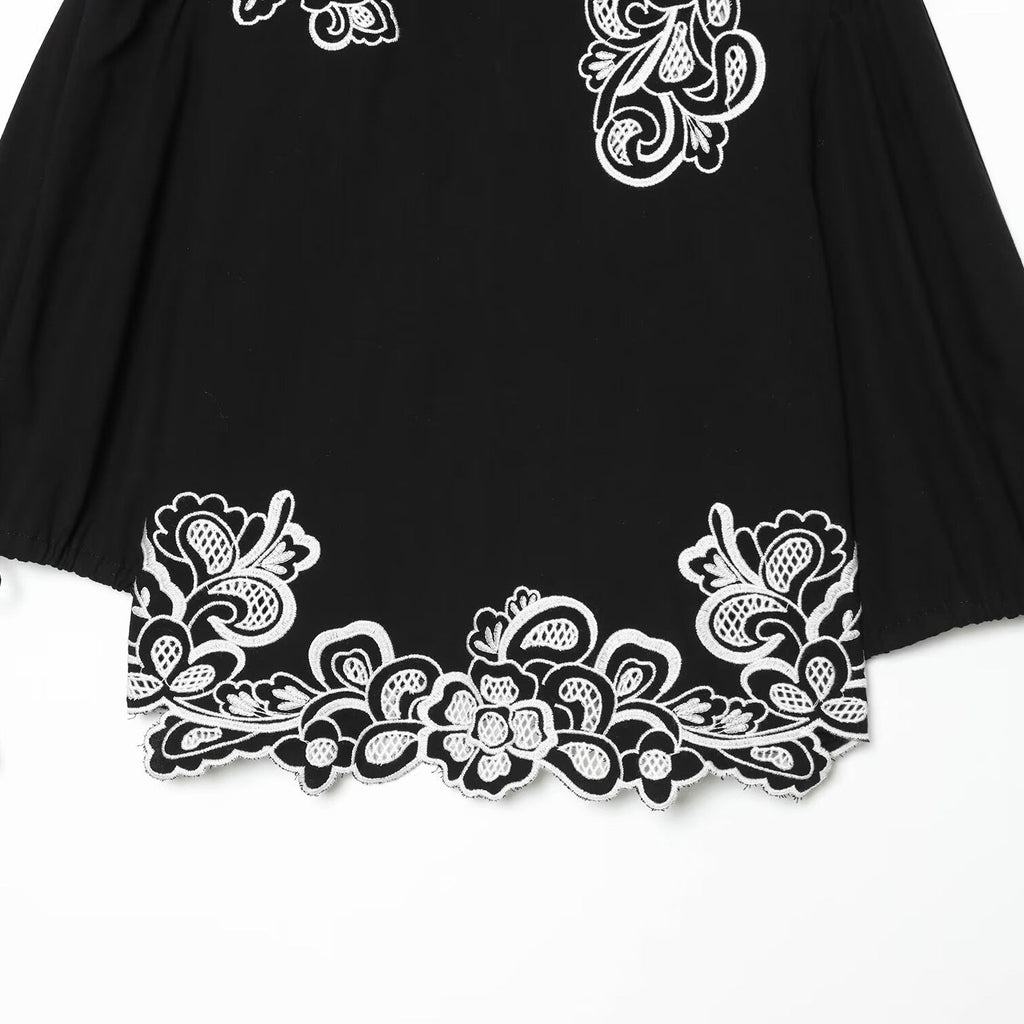 Women's Blouse with Floral Lace and Flutter Sleeves