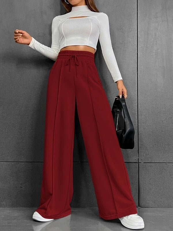 Elegant and Comfortable Casual Pants with Elastic Waistband and Wide Leg