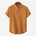Women's Short-Sleeve Shirt with Button Placket and Textured Pattern