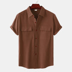 Women's Short-Sleeve Shirt with Practical Chest Pockets and Casual Structure