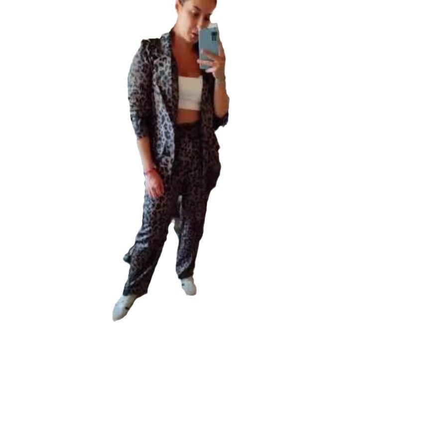 Women's Elegant Leopard Print Suit Set
