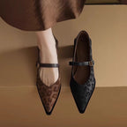 Women's Ballet Flats with Elegant Strap and Decorative Closure