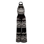Women's Jumpsuit with Halter Design and Patterned Details