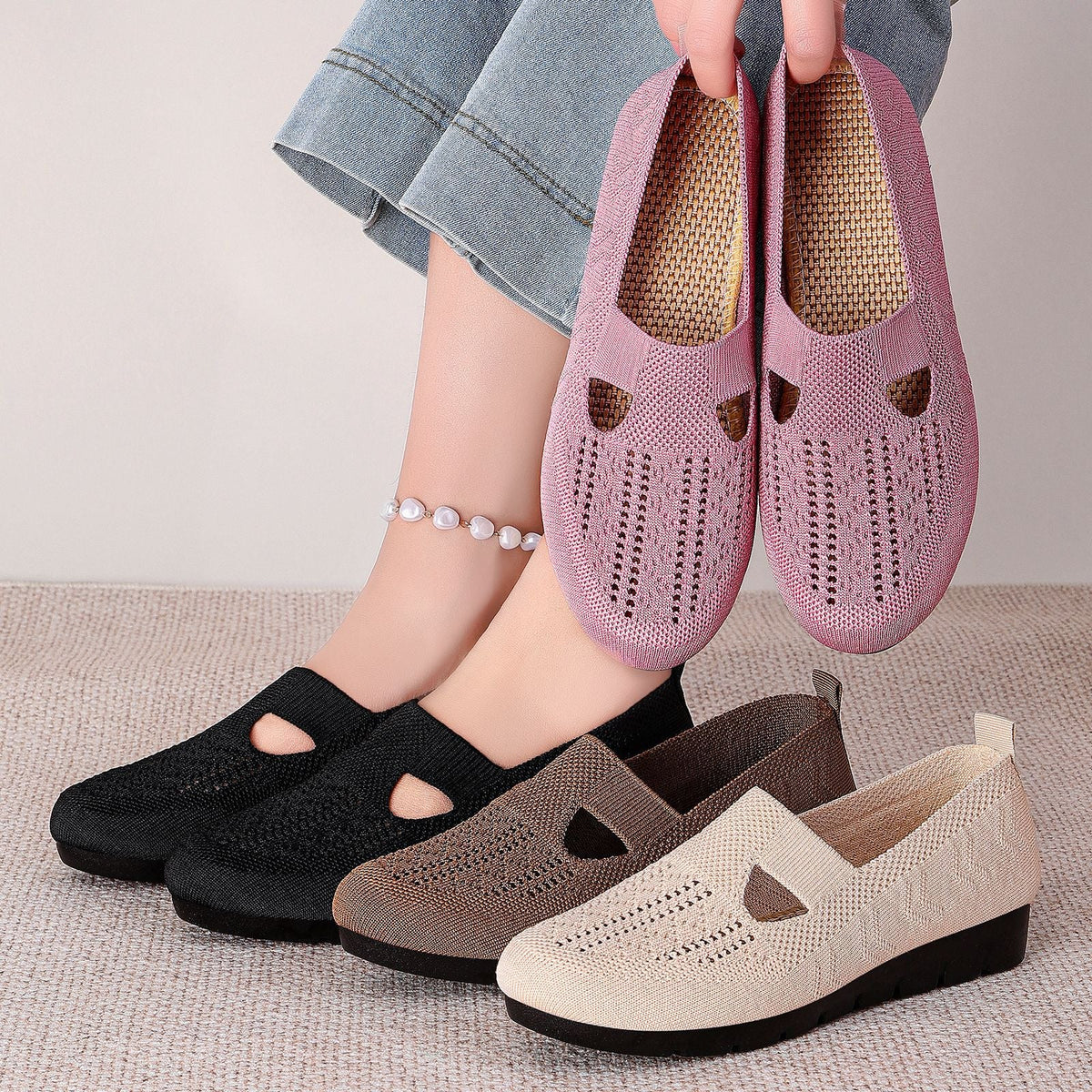 Women's Breathable and Comfortable Casual Shoes with Elastic Insert