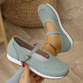 Women's Ballet Flats with Elegant Strap and Perforated Texture