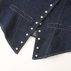 Women's Elegant Denim Vest with Decorative Snap Buttons