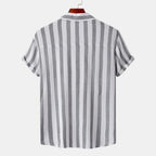 Women's Short Sleeve Shirt with Elegant Stripe Pattern and Practical Chest Pocket