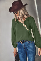 Women's Blouse with Elegant Ruffles and V-Neck