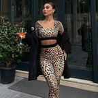 Women's Fitted Flared Jumpsuit with Animal Print
