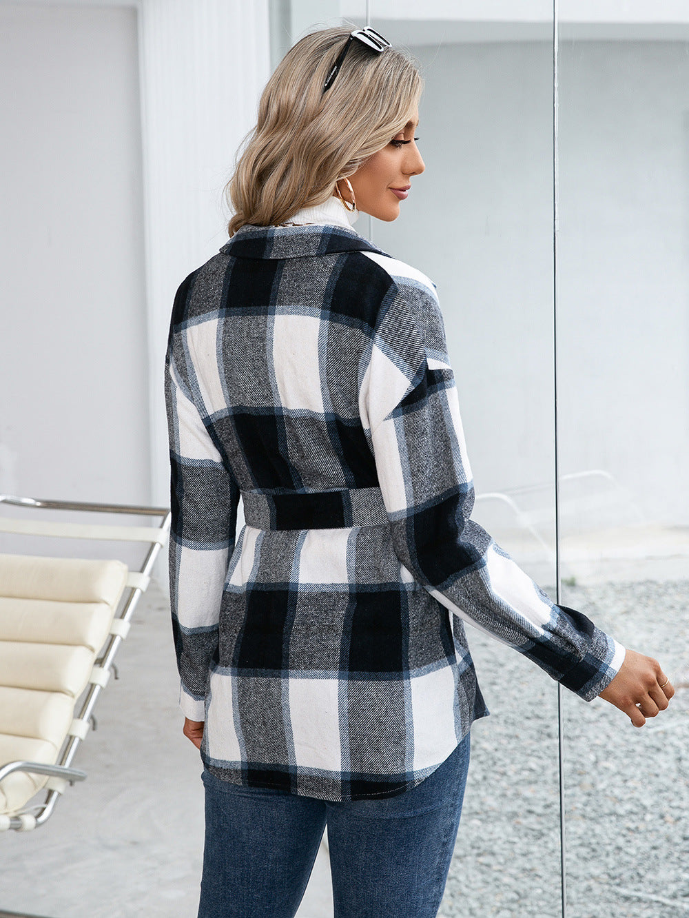Women's Plaid Overshirt with Pockets