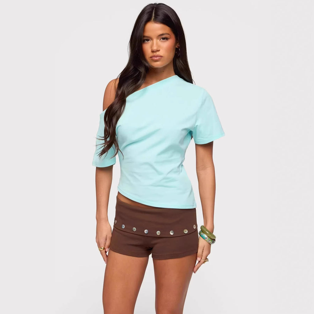 Women's Asymmetrical Off-the-Shoulder Short Sleeve Top