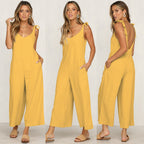 Casual Jumpsuit with Adjustable Straps and Wide Leg