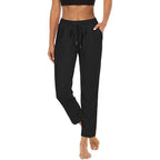 Women's Comfortable Casual Pants with Elastic Waistband and Side Pockets