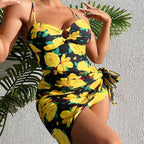 Women's Floral Swimsuit with Wrap Skirt