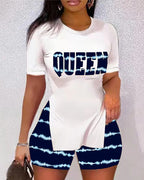 Women's Leisure Set with Animal Print and Shorts