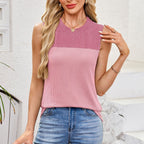 Sleeveless Ribbed Boat Neck Top with Side Pockets