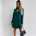 Elegant Double-Breasted Blazer with Lace Trim