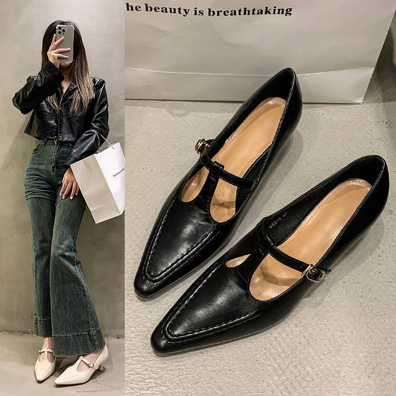 Women's Pointed-Toe Ballet Flats with Strap