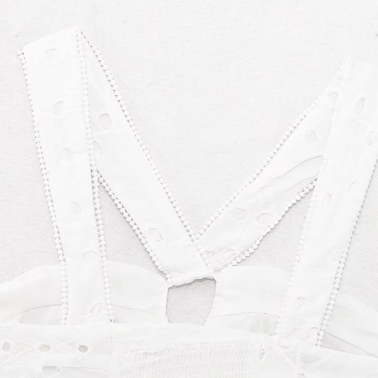 Women's Brocade Crop Top with Elegant Neckline and Embellished Straps