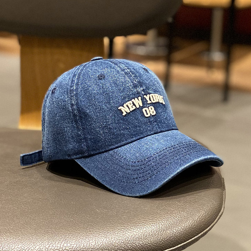 Men's Distressed Denim Style Baseball Cap