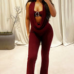Elegant Form-Fitting Jumpsuit with Unique Neckline