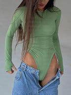 Women's High-Neck Long-Sleeve Bodysuit
