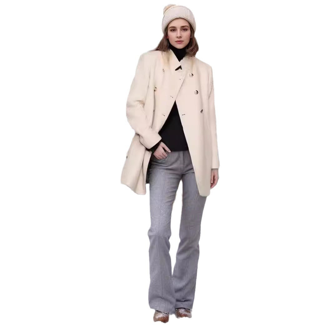 Elegant Duffle Coat with Double-Breasted Button Placket and Luxurious Details
