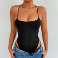 Women's Bodysuit with Deep Neckline and Thin Straps
