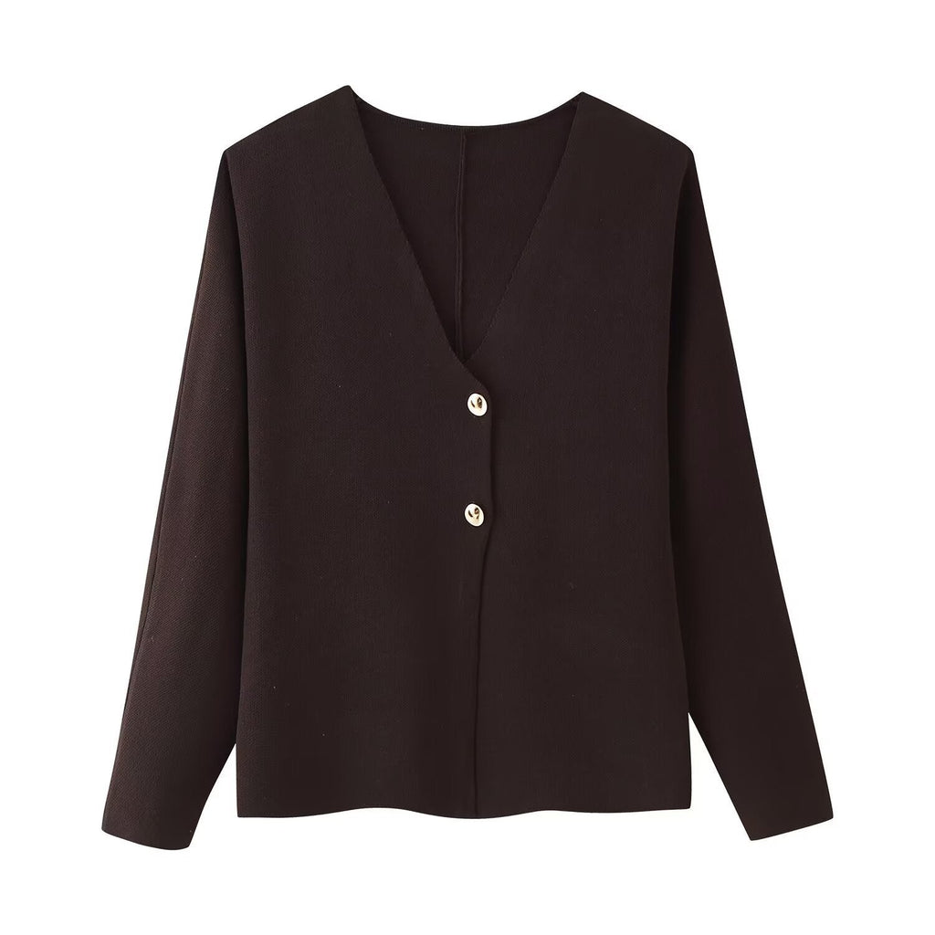 Women's Elegant V-Neck Button-Down Cardigan