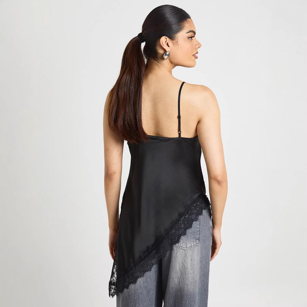 Women's Asymmetrical Lace Cami with Luxurious Details