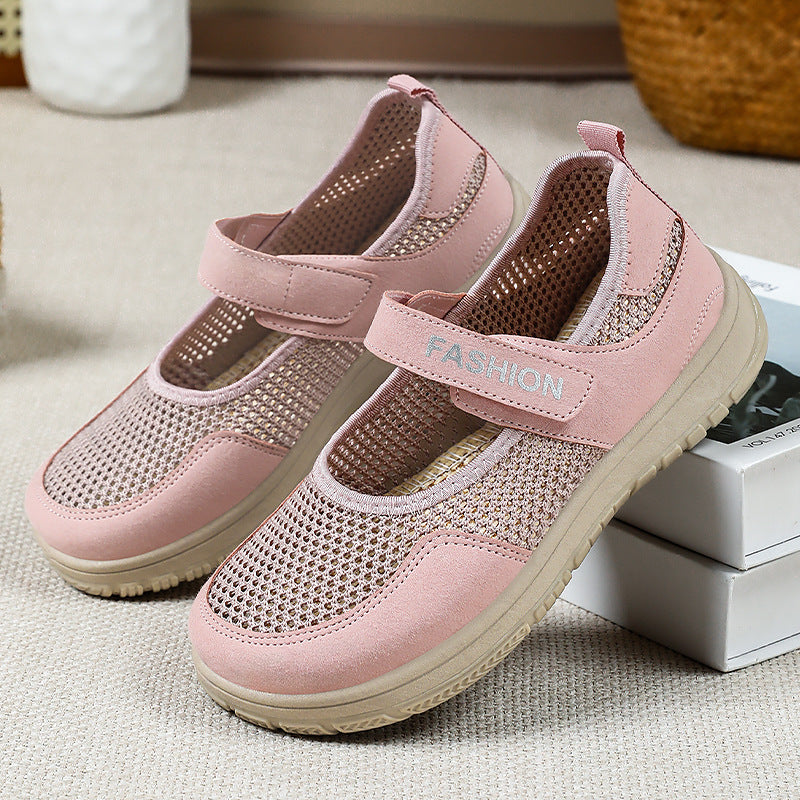 Women's Breathable Casual Sneakers with Adjustable Hook-and-Loop Closure
