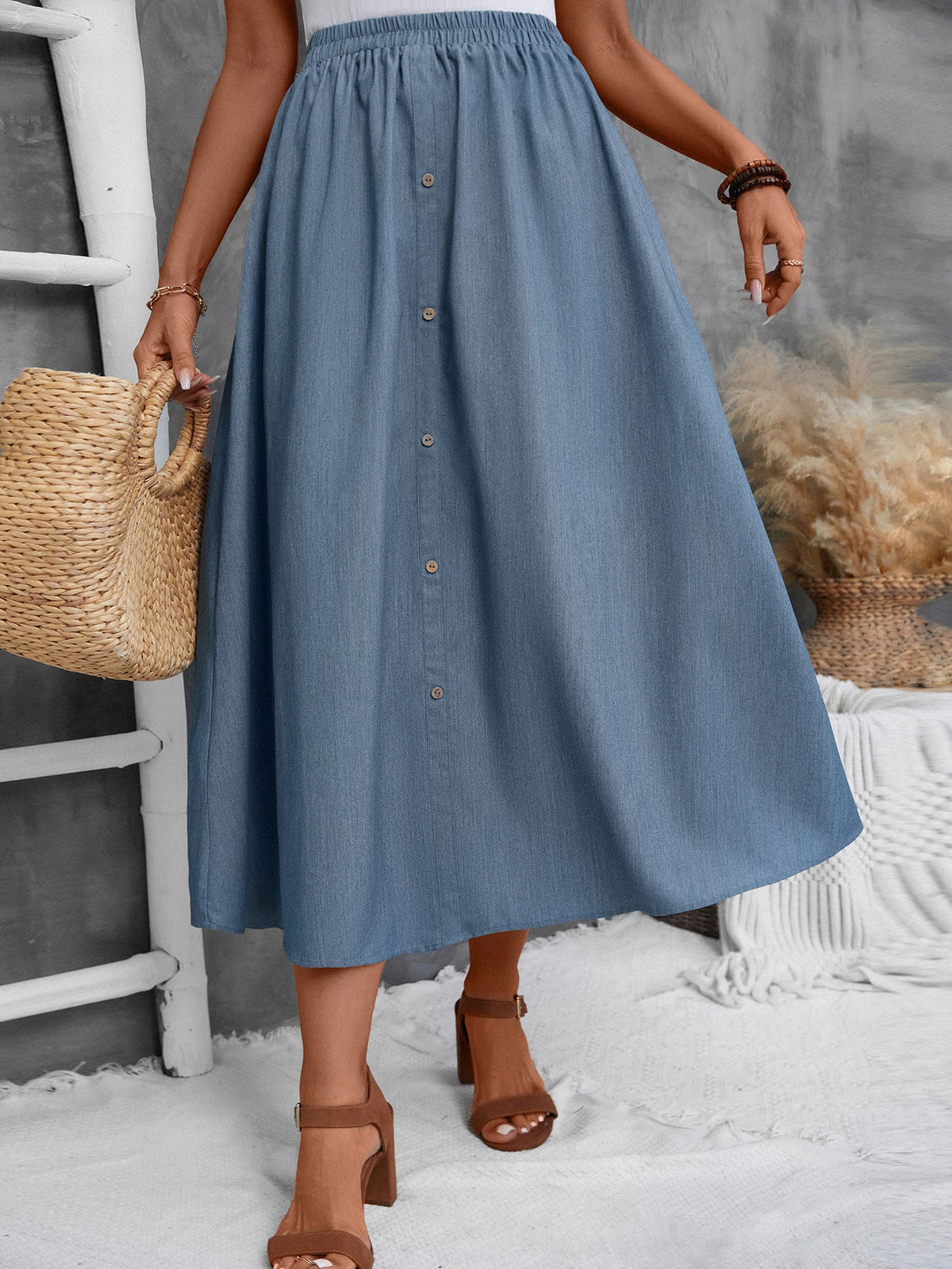 Women's Button-Front Maxi Skirt
